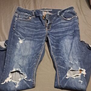 Distressed Blue Jeans